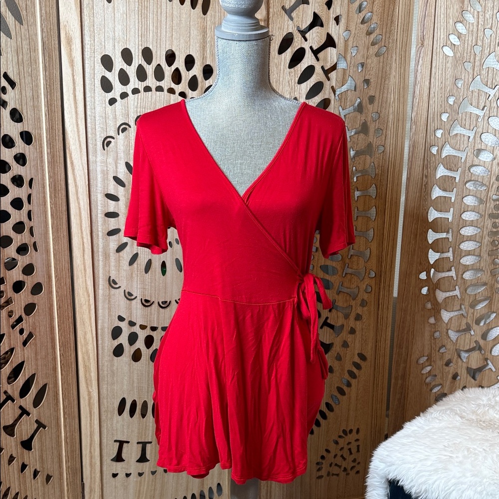 Fashion Nova Red V-Neck Romper